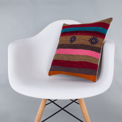 Striped Multiple Color Kilim Pillow Cover 16x16 7403