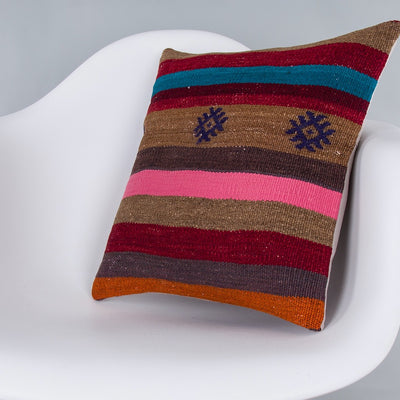 Striped Multiple Color Kilim Pillow Cover 16x16 7403