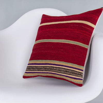 Striped Multiple Color Kilim Pillow Cover 16x16 7580