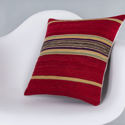 Striped Multiple Color Kilim Pillow Cover 16x16 7581