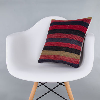 Striped Multiple Color Kilim Pillow Cover 16x16 7588
