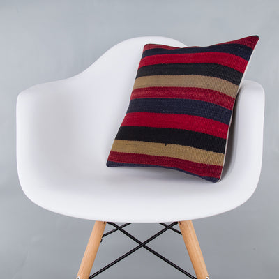 Striped Multiple Color Kilim Pillow Cover 16x16 7629
