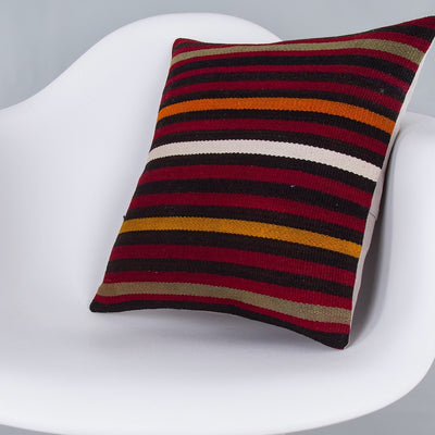Striped Multiple Color Kilim Pillow Cover 16x16 7647
