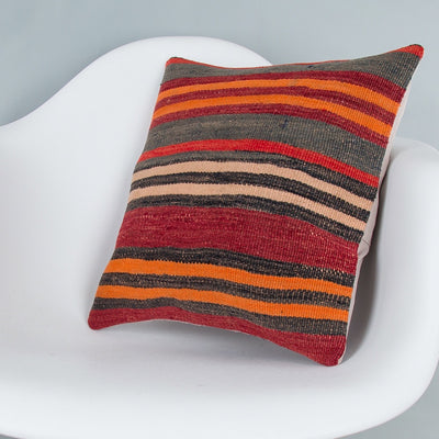 Striped Multiple Color Kilim Pillow Cover 16x16 7975