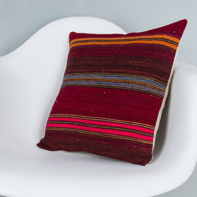 Striped Multiple Color Kilim Pillow Cover 16x16 8001