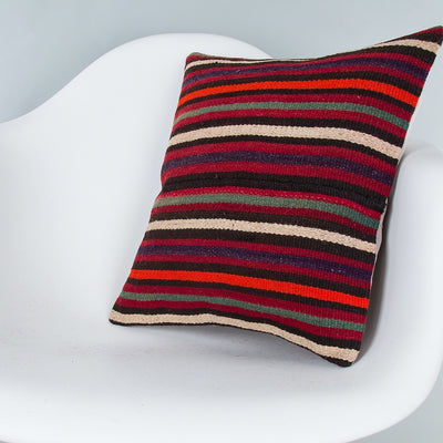 Striped Multiple Color Kilim Pillow Cover 16x16 8139