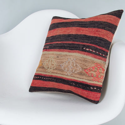 Striped Multiple Color Kilim Pillow Cover 16x16 8157