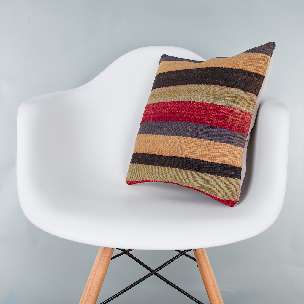 Striped Multiple Color Kilim Pillow Cover 16x16 8186