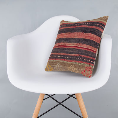 Striped Multiple Color Kilim Pillow Cover 16x16 8212