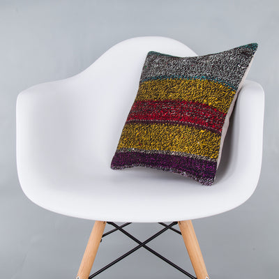 Striped Multiple Color Kilim Pillow Cover 16x16 8237
