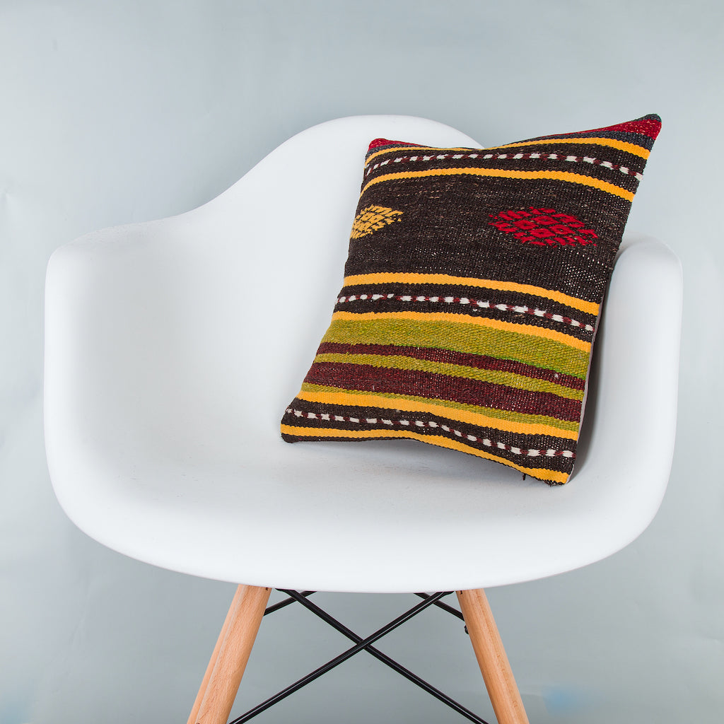 Striped Multiple Color Kilim Pillow Cover 16x16 8305