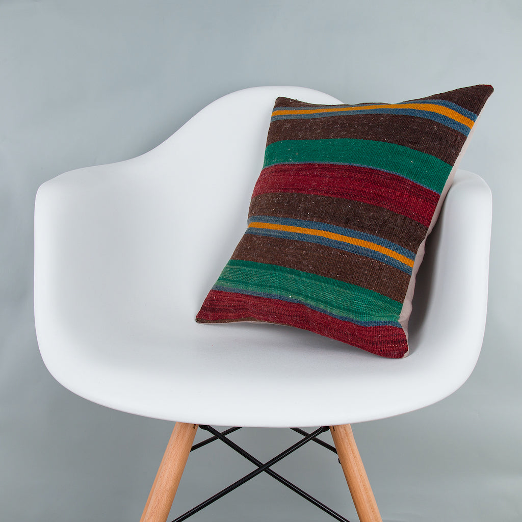 Striped Multiple Color Kilim Pillow Cover 16x16 8365