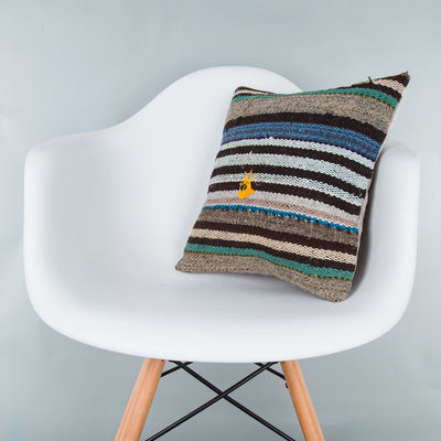 Striped Multiple Color Kilim Pillow Cover 16x16 8420