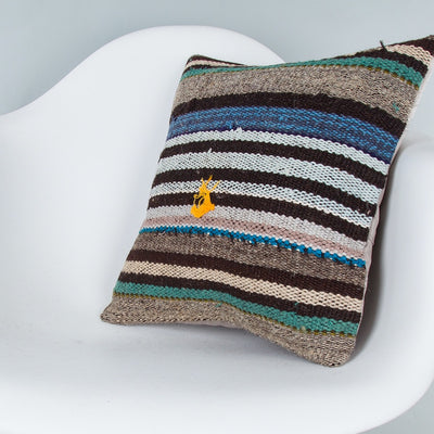 Striped Multiple Color Kilim Pillow Cover 16x16 8420