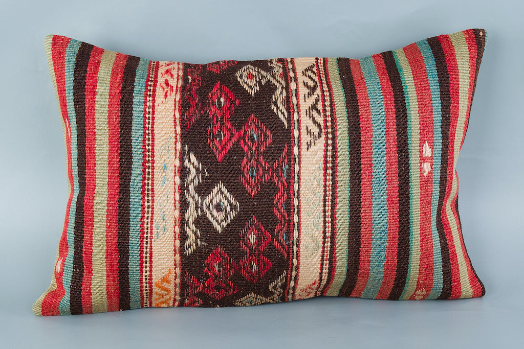 Striped Multiple Color Kilim Pillow Cover 16x24 8496