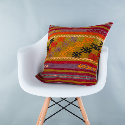 Striped Multiple Color Kilim Pillow Cover 20x20 9125
