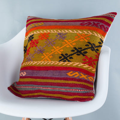 Striped Multiple Color Kilim Pillow Cover 20x20 9125