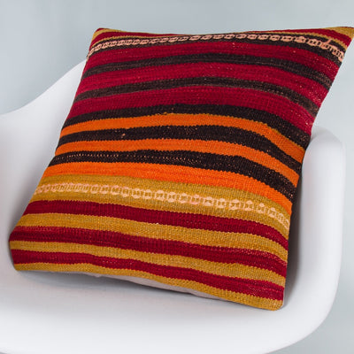 Striped Multiple Color Kilim Pillow Cover 20x20 8777