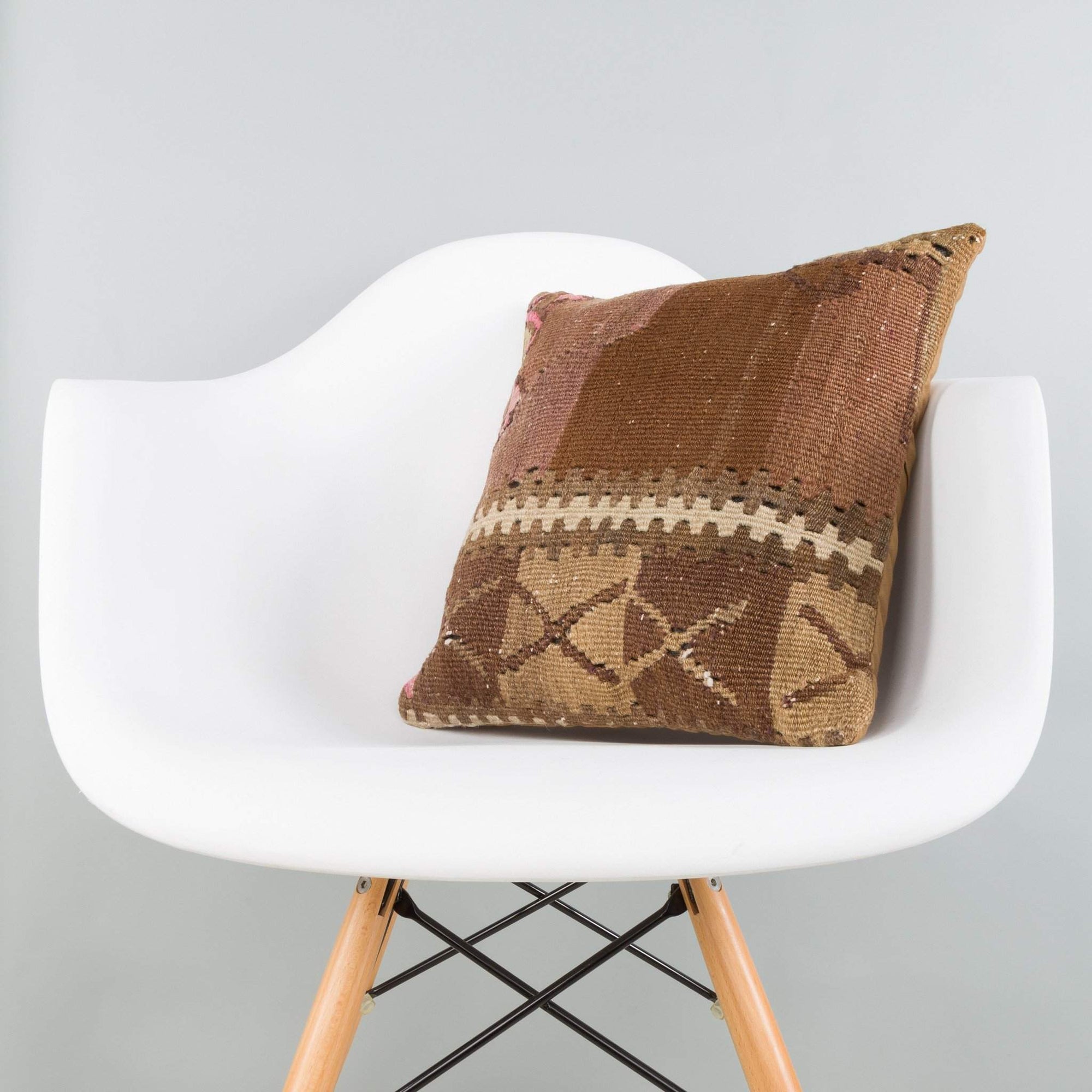 Anatolian Brown Kilim Pillow Cover 16x16 5744 - kilimpillowstore
 - 1