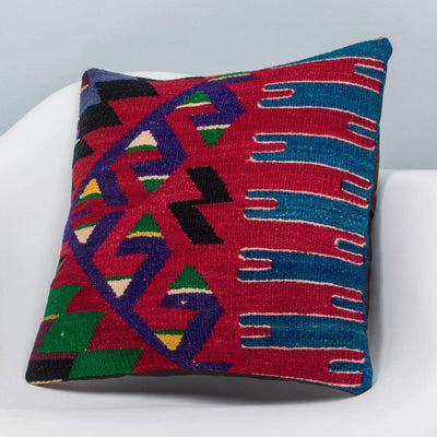 Chevron Multi Color Kilim Pillow Cover 16x16 3271 - kilimpillowstore
 - 2