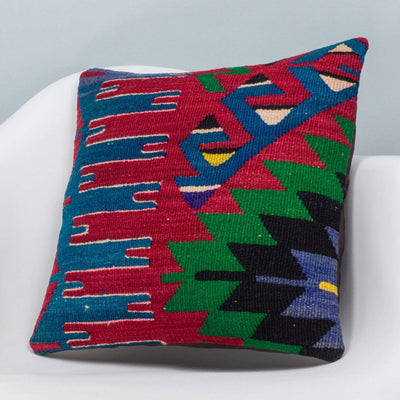 Chevron Multi Color Kilim Pillow Cover 16x16 3273 - kilimpillowstore
 - 2