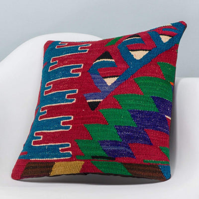 Chevron Multi Color Kilim Pillow Cover 16x16 3276 - kilimpillowstore
 - 2