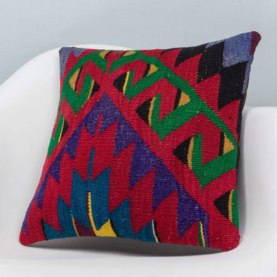 Chevron Multi Color Kilim Pillow Cover 16x16 3295 - kilimpillowstore
 - 2