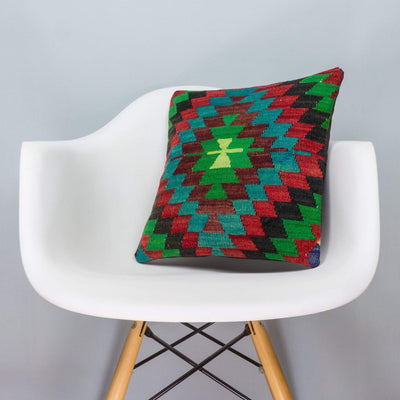 Chevron Multi Color Kilim Pillow Cover 16x16 3307 - kilimpillowstore
 - 1