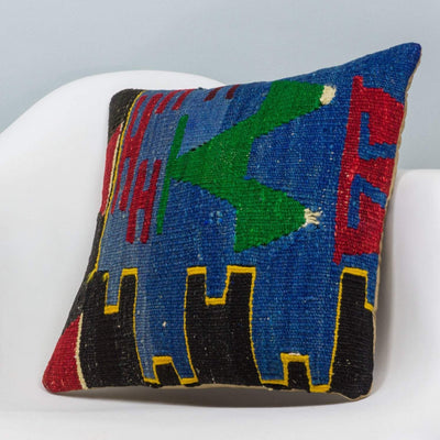 Chevron Multi Color Kilim Pillow Cover 16x16 3341 - kilimpillowstore
 - 2