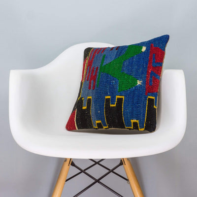 Chevron Multi Color Kilim Pillow Cover 16x16 3341 - kilimpillowstore
 - 1