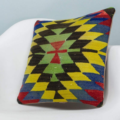 Chevron Multi Color Kilim Pillow Cover 16x16 3695 - kilimpillowstore
 - 2