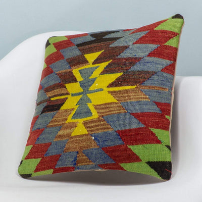 Chevron Multi Color Kilim Pillow Cover 16x16 3696 - kilimpillowstore
 - 2