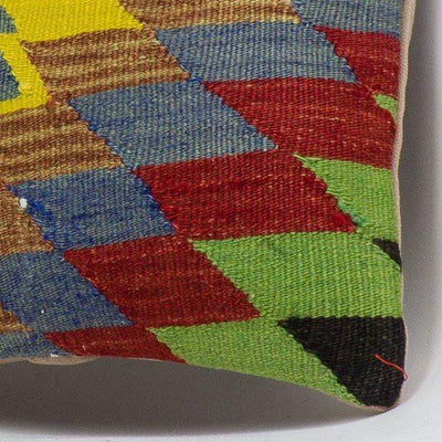 Chevron Multi Color Kilim Pillow Cover 16x16 3696 - kilimpillowstore
 - 3