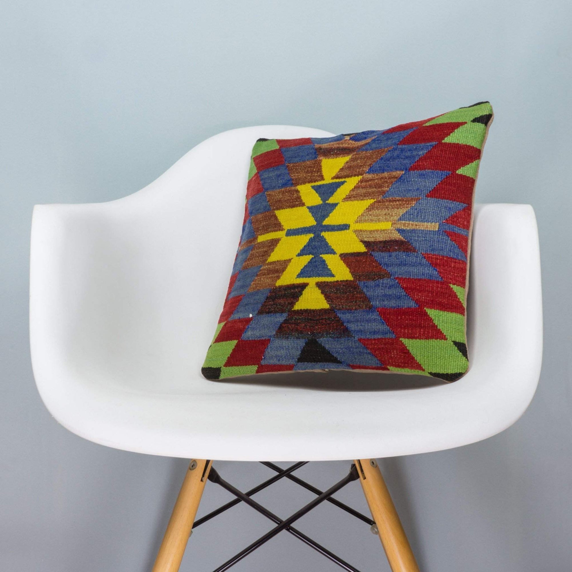 Chevron Multi Color Kilim Pillow Cover 16x16 3697 - kilimpillowstore
 - 1