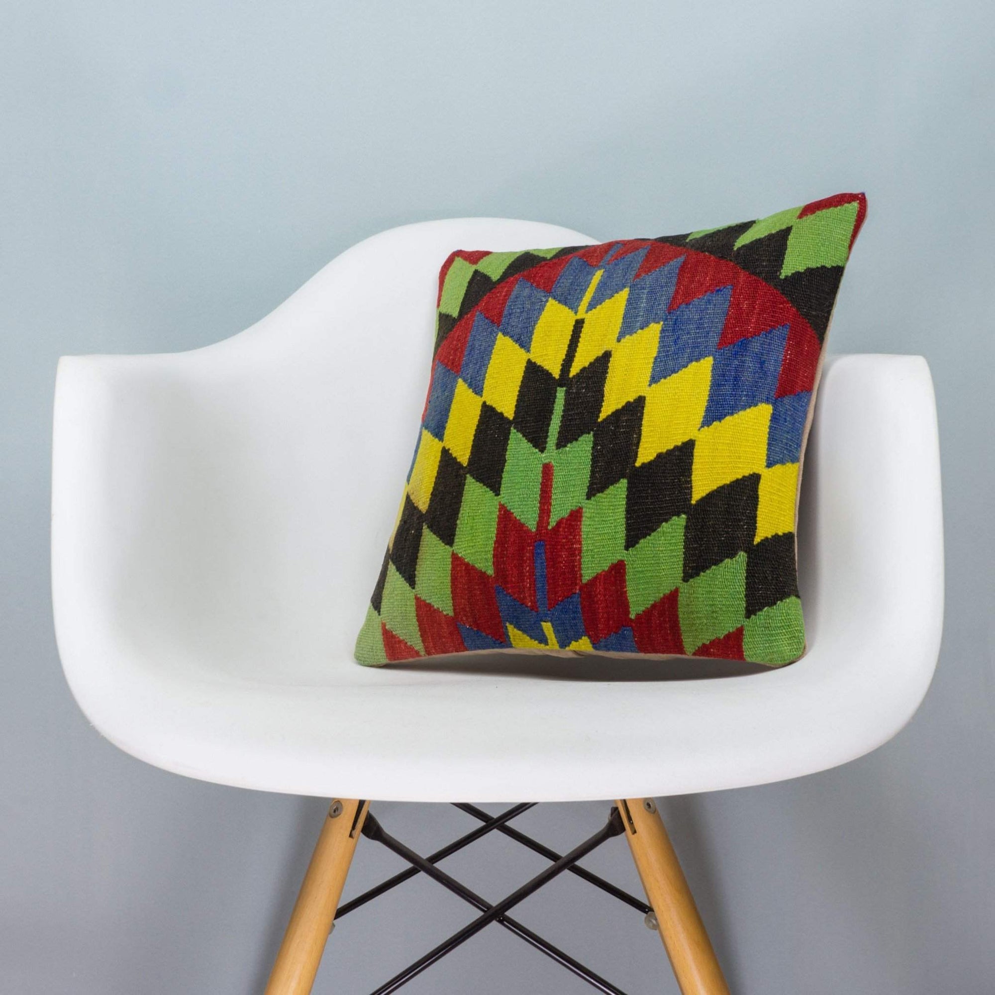 Chevron Multi Color Kilim Pillow Cover 16x16 3700 - kilimpillowstore
 - 1