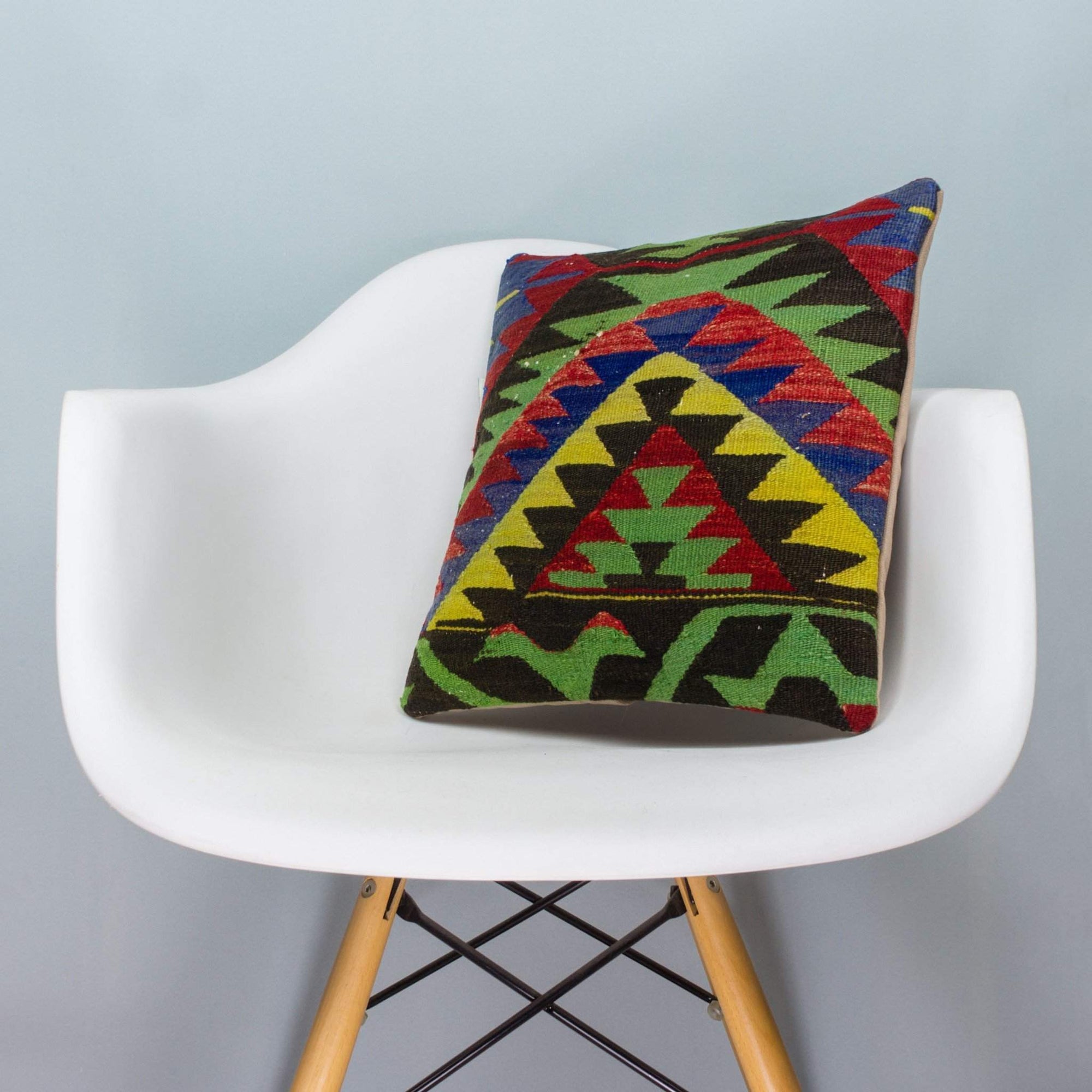 Chevron Multi Color Kilim Pillow Cover 16x16 3708 - kilimpillowstore
 - 1