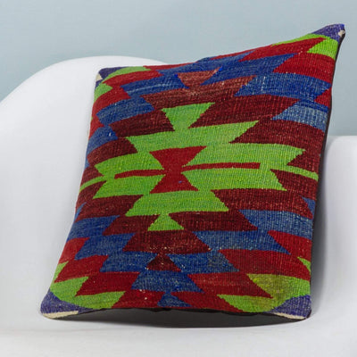 Chevron Multi Color Kilim Pillow Cover 16x16 3968 - kilimpillowstore
 - 2