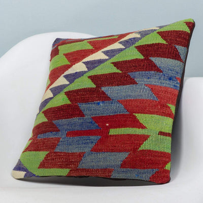 Chevron Multi Color Kilim Pillow Cover 16x16 3974 - kilimpillowstore
 - 2