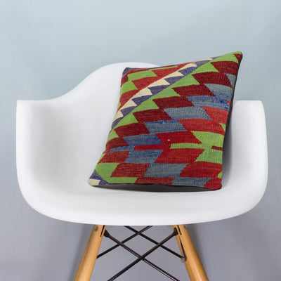 Chevron Multi Color Kilim Pillow Cover 16x16 3974 - kilimpillowstore
 - 1