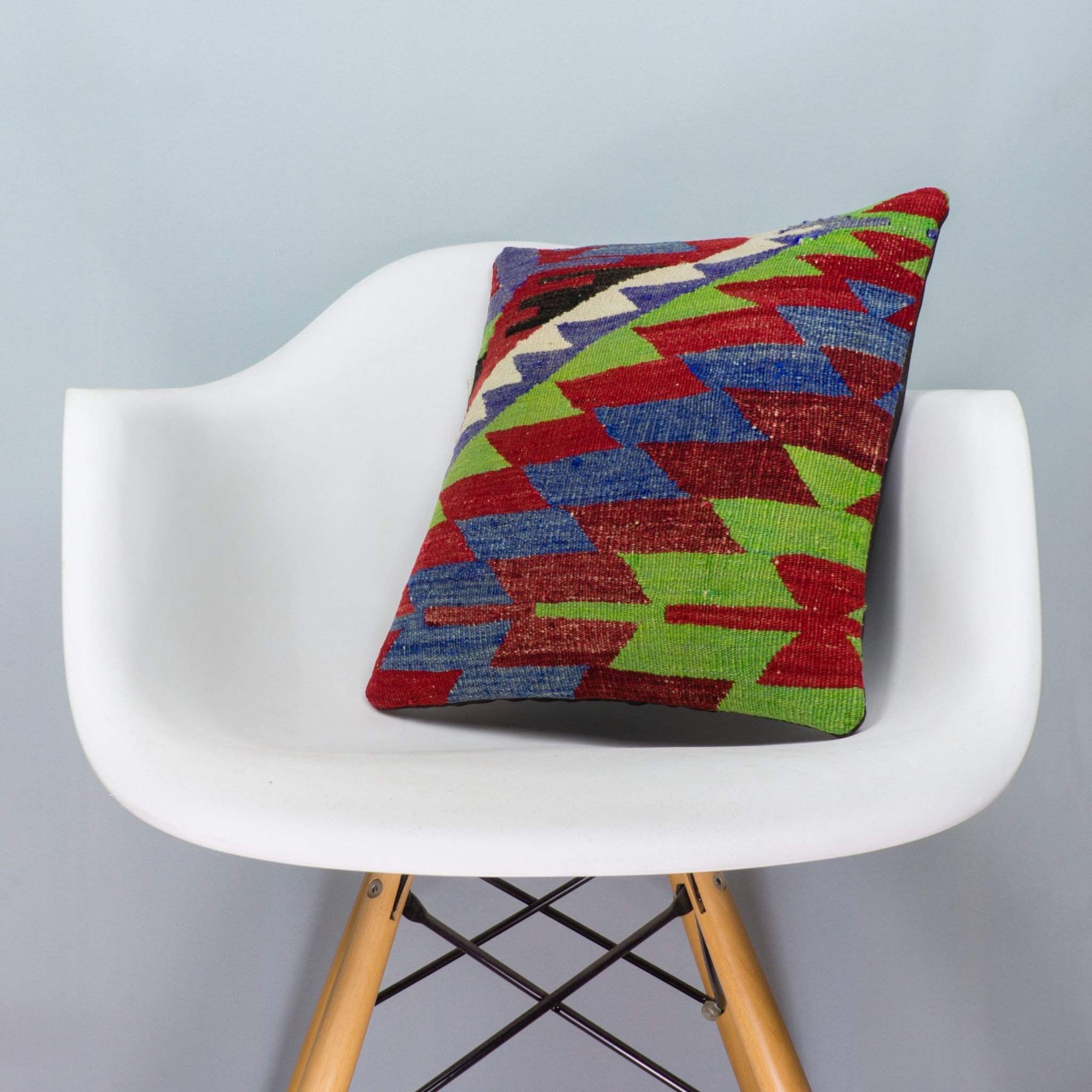Chevron Multi Color Kilim Pillow Cover 16x16 3975 - kilimpillowstore
 - 1