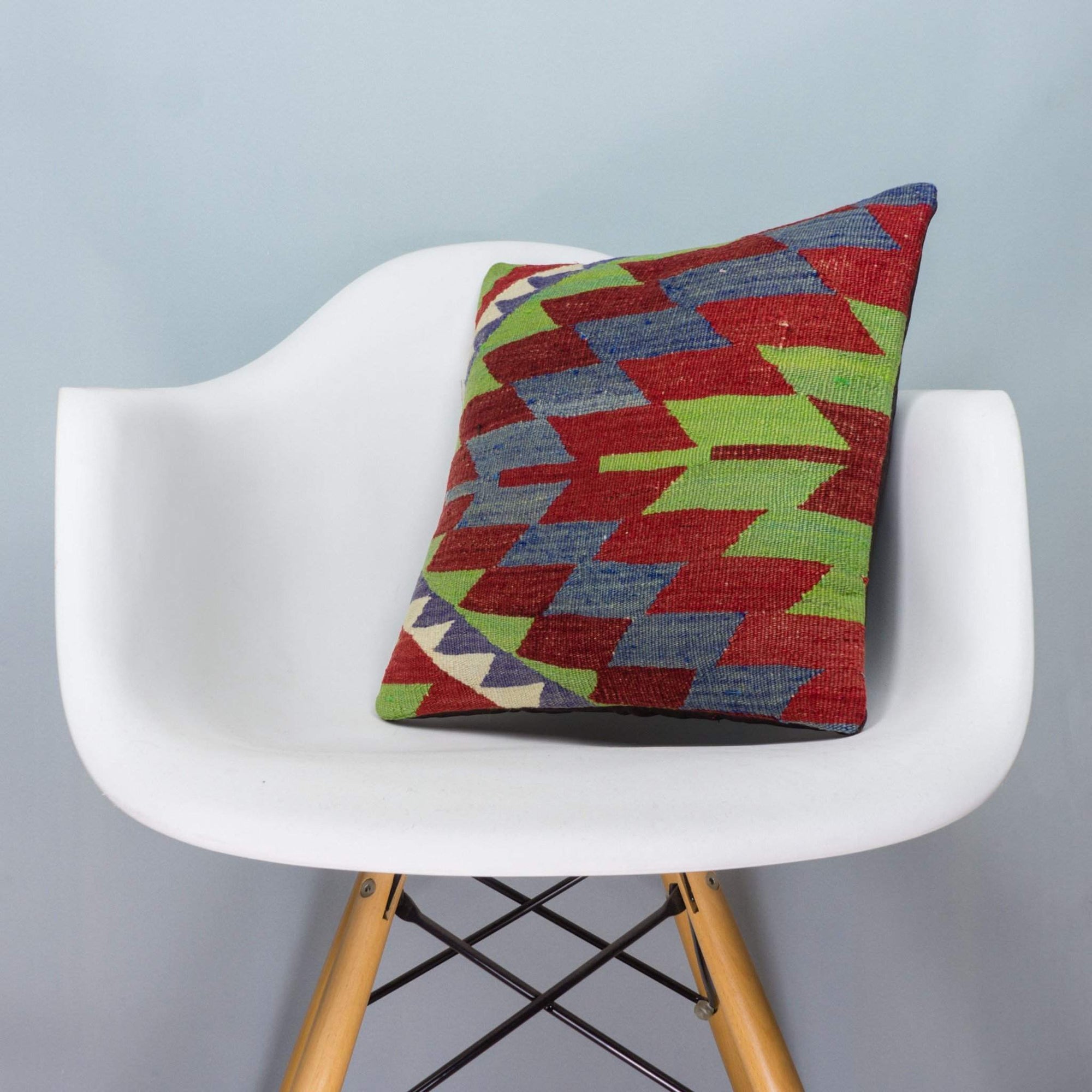 Chevron Multi Color Kilim Pillow Cover 16x16 3982 - kilimpillowstore
 - 1