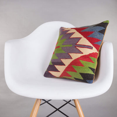 Chevron Multi Color Kilim Pillow Cover 16x16 4946 - kilimpillowstore
 - 1