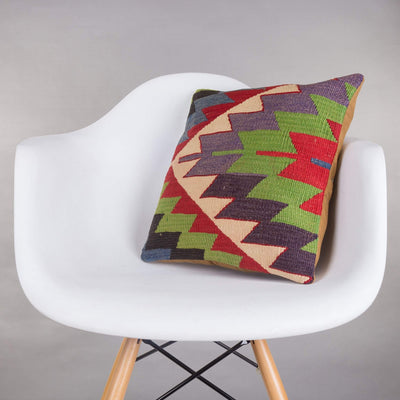 Chevron Multi Color Kilim Pillow Cover 16x16 4947 - kilimpillowstore
 - 1