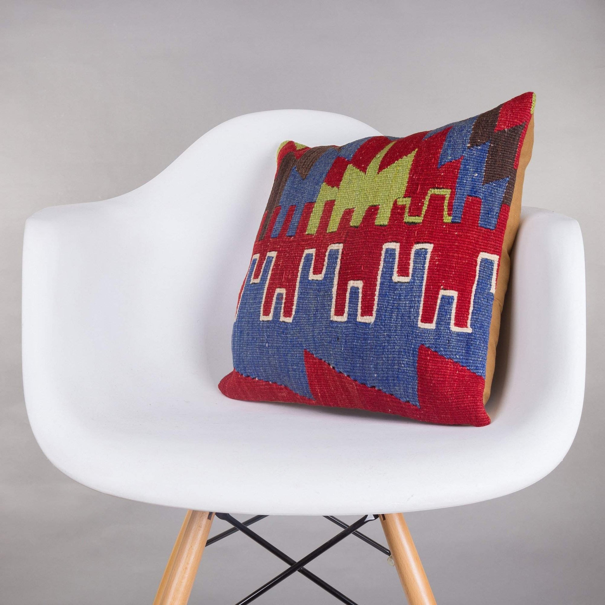 Chevron Multi Color Kilim Pillow Cover 16x16 4950 - kilimpillowstore
 - 1