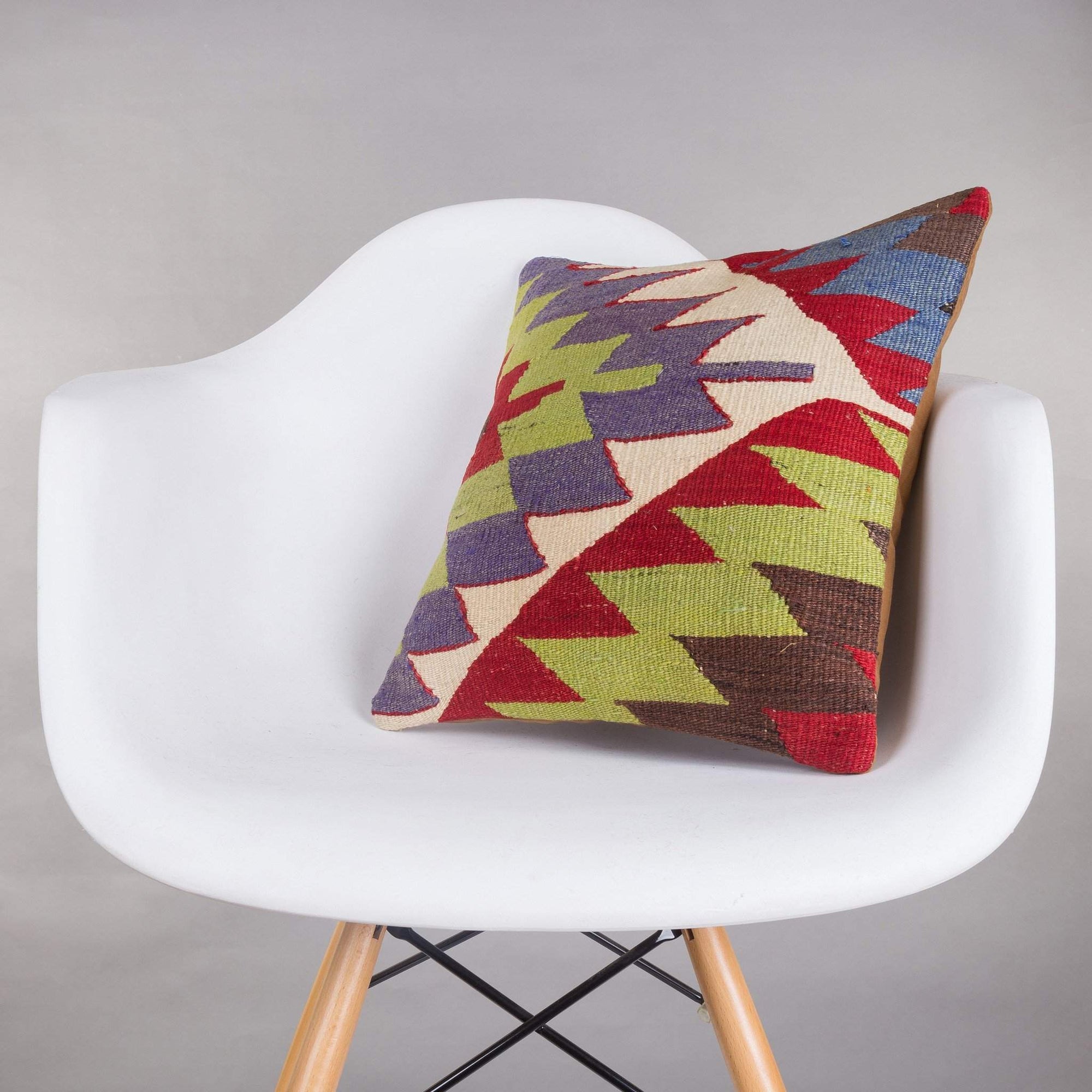 Chevron Multi Color Kilim Pillow Cover 16x16 4953 - kilimpillowstore
 - 1