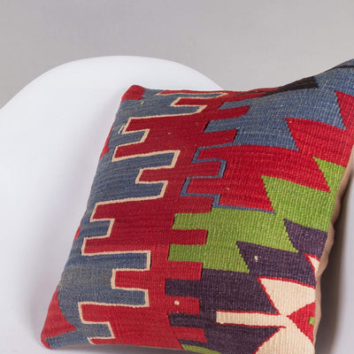 Chevron Multi Color Kilim Pillow Cover 16x16 4955 - kilimpillowstore
 - 2