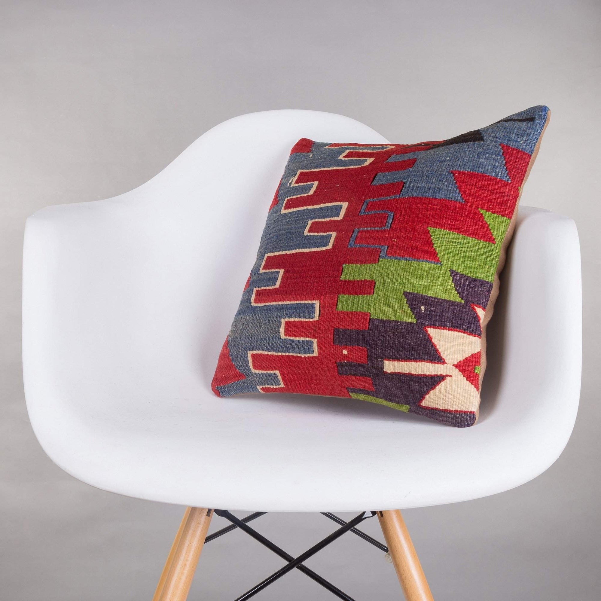 Chevron Multi Color Kilim Pillow Cover 16x16 4955 - kilimpillowstore
 - 1