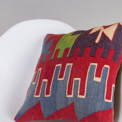 Chevron Multi Color Kilim Pillow Cover 16x16 4963 - kilimpillowstore
 - 2