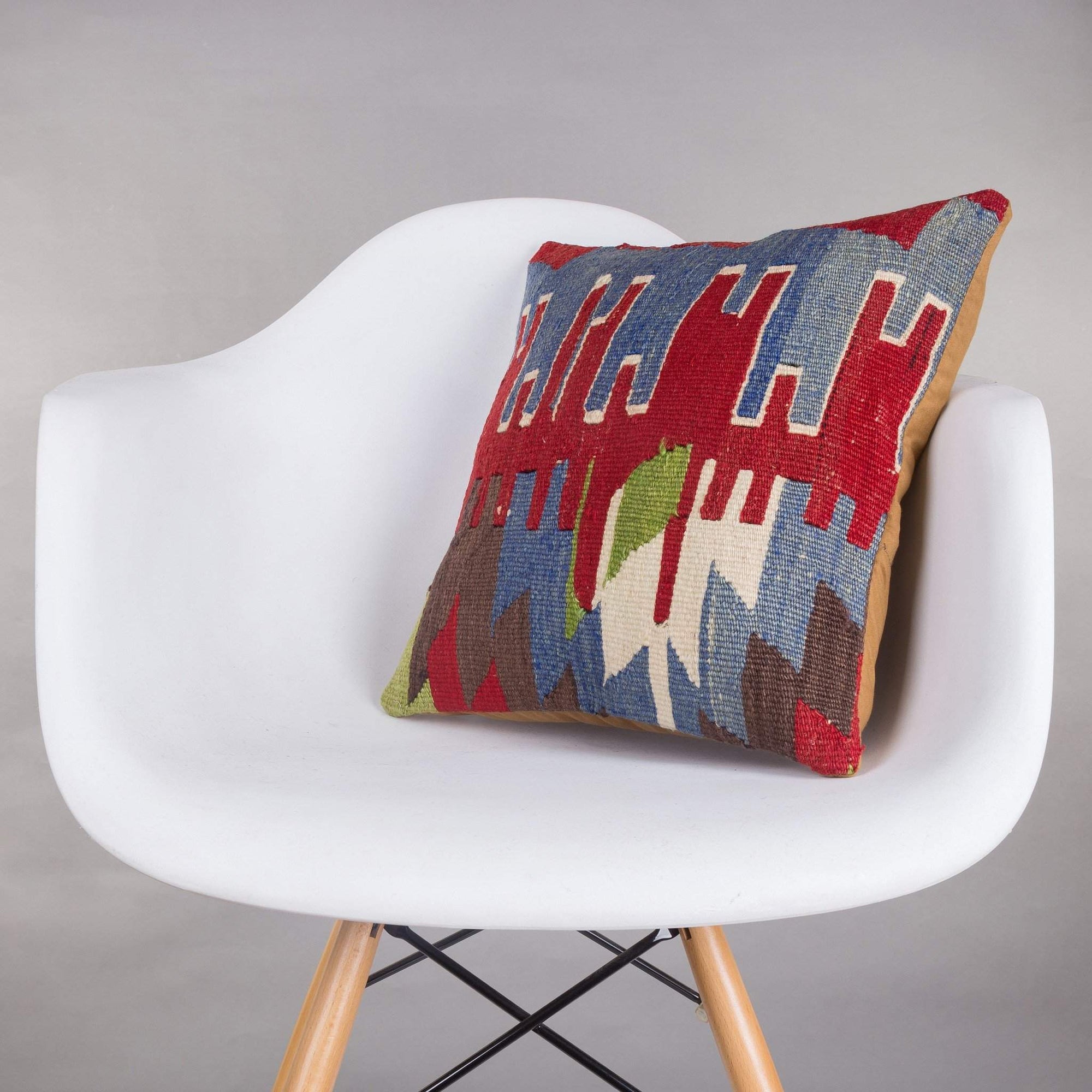 Chevron Multi Color Kilim Pillow Cover 16x16 4975 - kilimpillowstore
 - 1