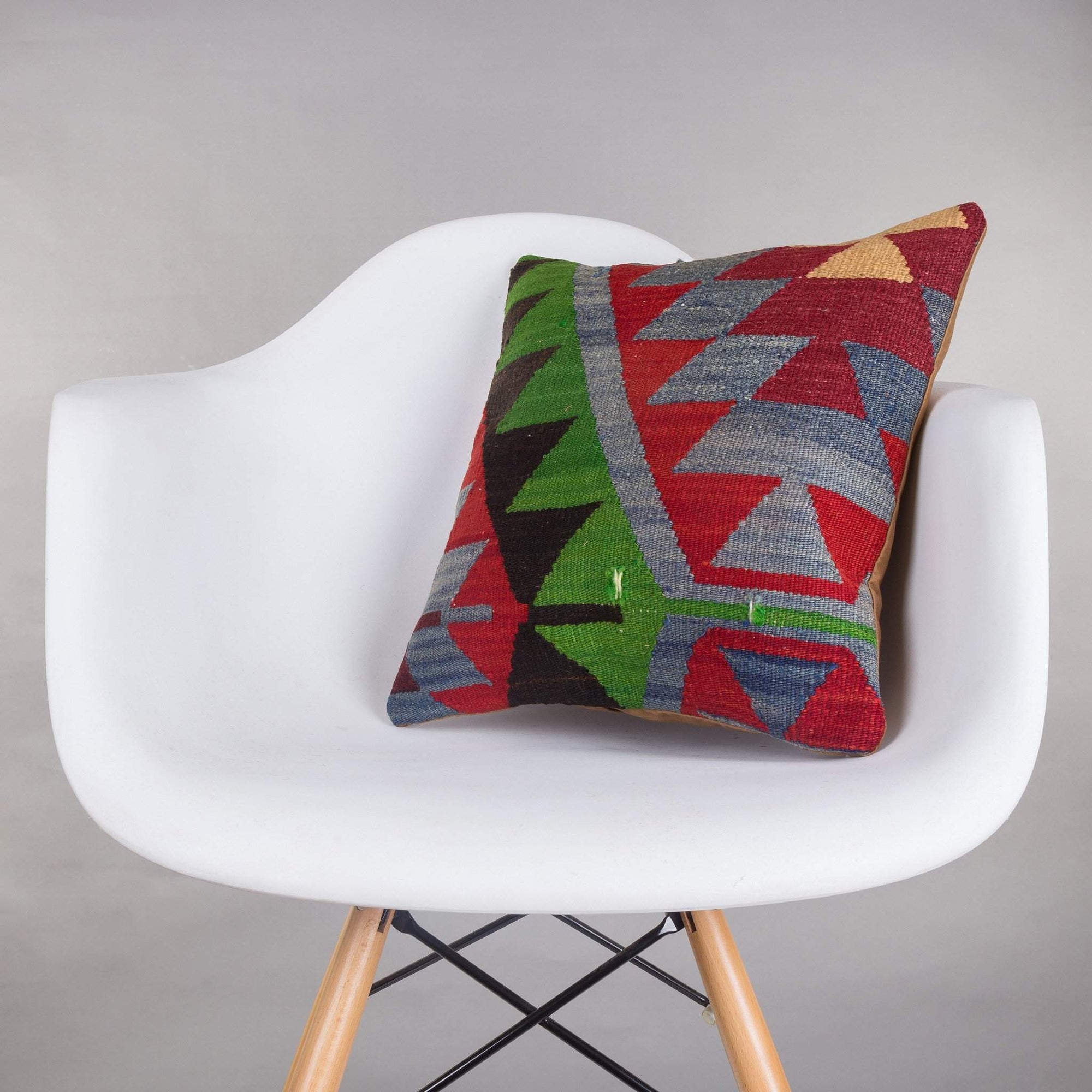 Chevron Multi Color Kilim Pillow Cover 16x16 5057 - kilimpillowstore
 - 1